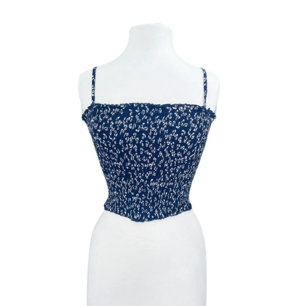 John Galt/Brandy Melville Ally Smocked Crop Tank Top | One Size - Picture 2 of 7